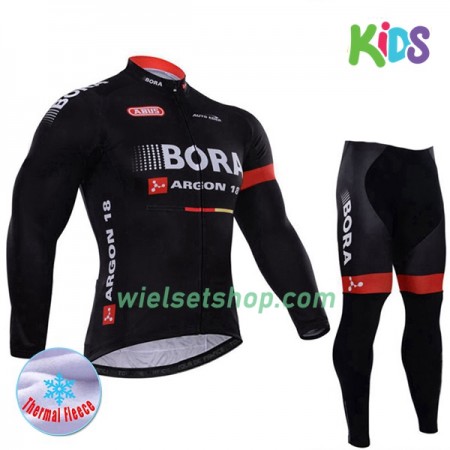 Kind Fietskleding (Wielershirt Lange Mouw + Fietsbroek Lang) 2017 Bora-Hansgrohe N003 Winter Thermal Fleece